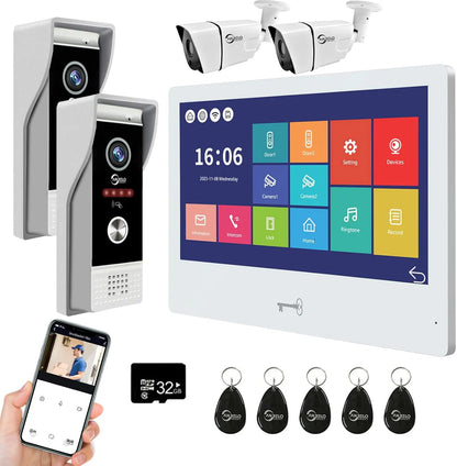 XiVision 10.1 inch Touch Monitor Wired Video Doorbell - WiFi HD Camera with Motion Detection Area Adjustment  Apartment Intercom System