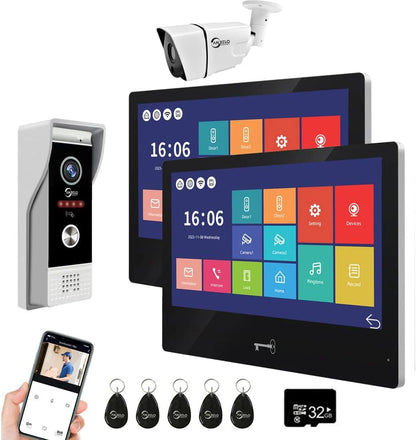 XiVision 10.1 inch Touch Monitor Wired Video Doorbell - WiFi HD Camera with Motion Detection Area Adjustment  Apartment Intercom System