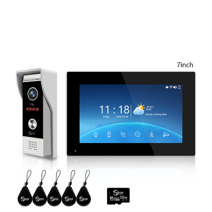 4-Wire Tuya Smart Video Intercom Doorbell, 3-in-1 Unlock Video Door Phone, IP65 Waterproof, 1080P Wide Angle Night Vision, Motion Detection, Digital Photo Frame & Background Music for Home Villa