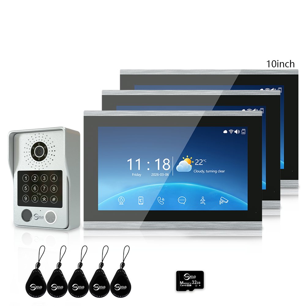 XiVision 7/10 Inch Password phone Fingerprint Card Video Intercom Doorphone Touch Screen with Wired Doorbell 1080P 148° interfone
