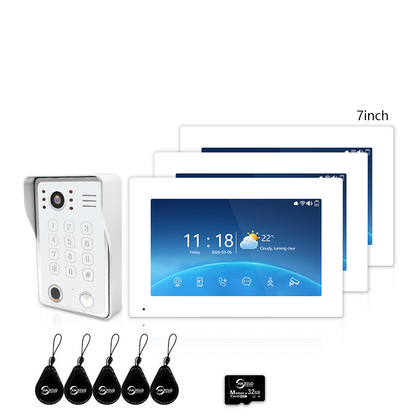 4-Wire Tuya Smart Video Intercom Doorbell, 5-in-1 Unlock, IP65 Waterproof 1080P 148° Night Vision Door Phone, Motion Detection, Digital Photo Frame & Background Music for Villa Home Apartment
