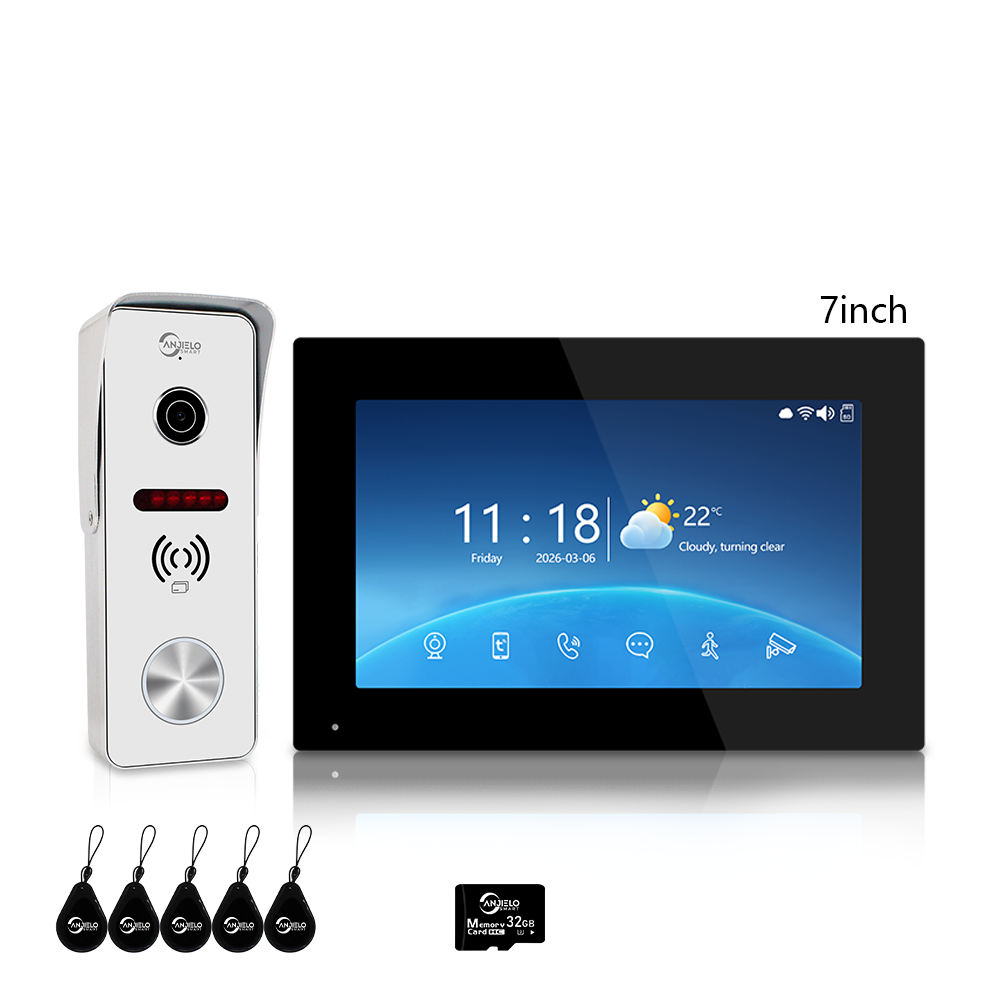XiVision 4-Wire Tuya Hardwired Video Intercom, IP65 Waterproof, Night Vision, PIR Detection, Two-Way Audio, Photo Frame & Music for Villa Home