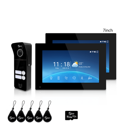 XiVision 2/3/4 Family WiFi Video Intercom Doorbell System, 1080P 148° Wide Angle IR Night Vision, Tuya Smart App Remote Unlock, 7/10 Inch Touch Monitor, Motion Detection, RFID Card Access