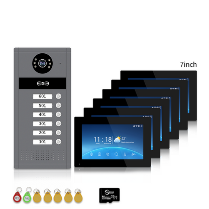 XiVision 7/10inch WiFi Multi-Family Video Intercom System, Tuya Smart App Remote Unlock, 1080P Infrared Night Vision Doorbell Intercom with Indoor Monitor, IP65 Waterproof, Card Access, Two-Way Audio