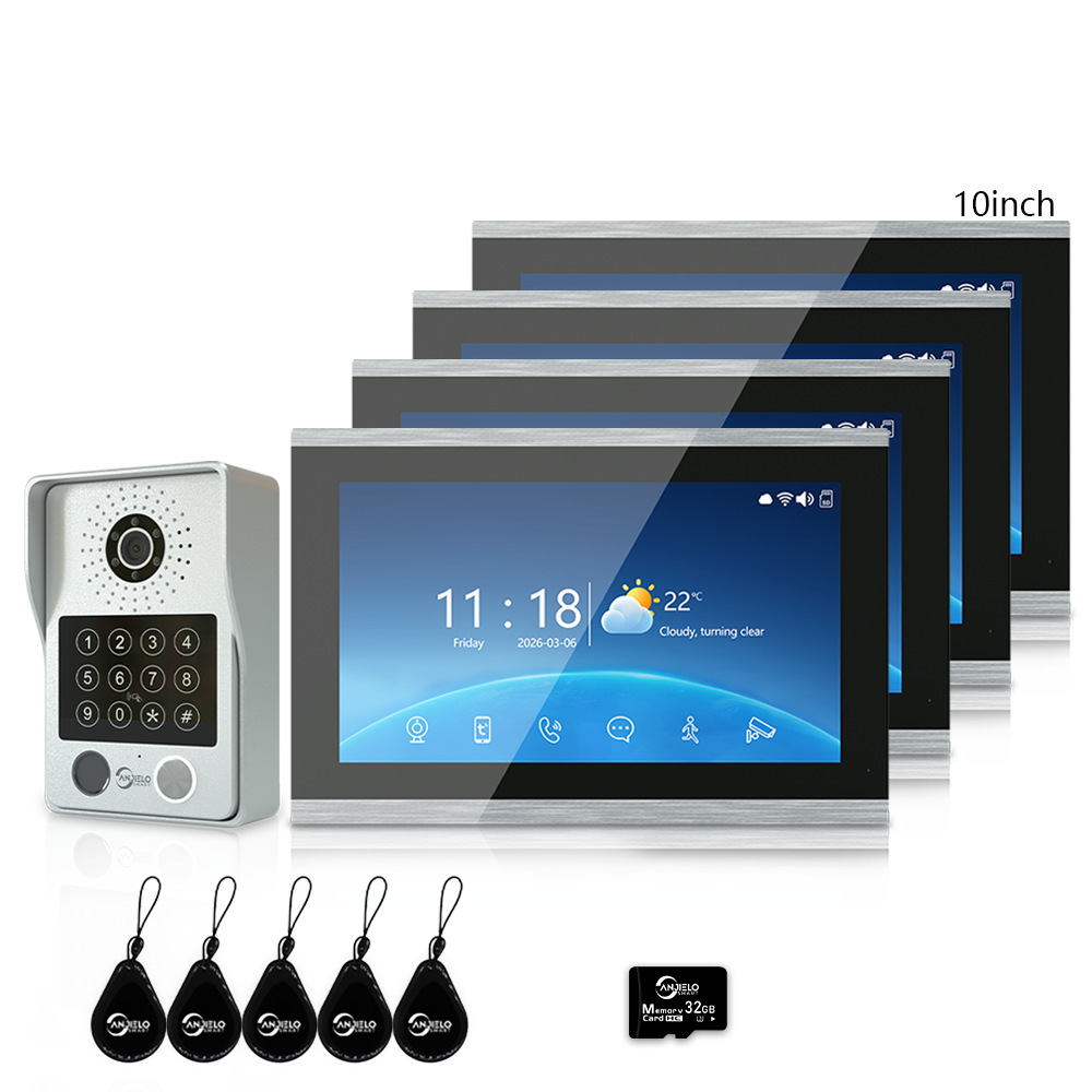 XiVision 7/10 Inch Password phone Fingerprint Card Video Intercom Doorphone Touch Screen with Wired Doorbell 1080P 148° interfone