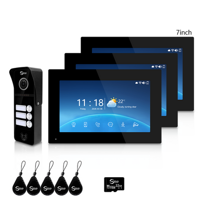 XiVision 2/3/4 Family WiFi Video Intercom Doorbell System, 1080P 148° Wide Angle IR Night Vision, Tuya Smart App Remote Unlock, 7/10 Inch Touch Monitor, Motion Detection, RFID Card Access