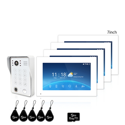 4-Wire Tuya Smart Video Intercom Doorbell, 5-in-1 Unlock, IP65 Waterproof 1080P 148° Night Vision Door Phone, Motion Detection, Digital Photo Frame & Background Music for Villa Home Apartment