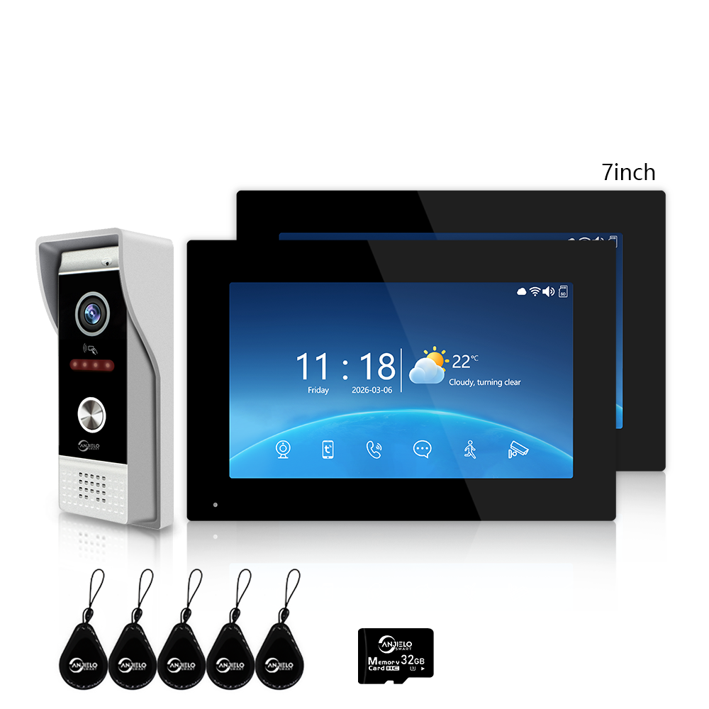 4-Wire Tuya Smart Video Intercom Doorbell, 3-in-1 Unlock Video Door Phone, IP65 Waterproof, 1080P Wide Angle Night Vision, Motion Detection, Digital Photo Frame & Background Music for Home Villa