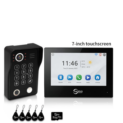 XiVision 4-Wire WiFi Video Intercom System Tuya Smart 5-in-1 Access, 7/10 Inch Touch Screen Video Doorbell with Fingerprint Password RFID App Unlock