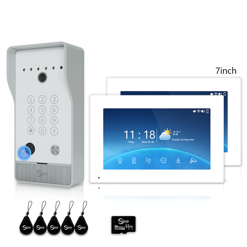 XiVision 4-Wire Hardwired Tuya Video Intercom Doorbell, 5-in-1 Unlock, IP65 Waterproof, Night Vision, PIR Detection, Photo Frame & Background Music for Villa & Home