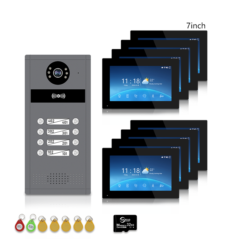 XiVision 7/10inch WiFi Multi-Family Video Intercom System, Tuya Smart App Remote Unlock, 1080P Infrared Night Vision Doorbell Intercom with Indoor Monitor, IP65 Waterproof, Card Access, Two-Way Audio