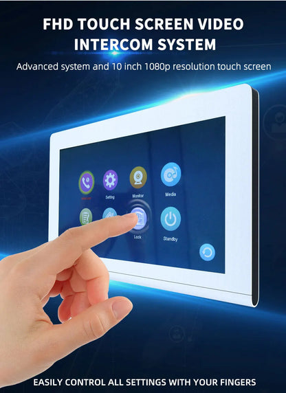 Anjielo 1080P White WiFi Video Intercom Monitor  Doorbell Camera – Tuya Smart Home Compatible Motion Detection 2-Way Audio for Apartments Homes