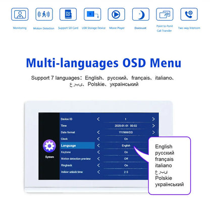 Anjielo 1080P White WiFi Video Intercom Monitor  Doorbell Camera – Tuya Smart Home Compatible Motion Detection 2-Way Audio for Apartments Homes