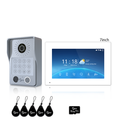 XiVision 7/10 Inch Password phone Fingerprint Card Video Intercom Doorphone Touch Screen with Wired Doorbell 1080P 148° interfone