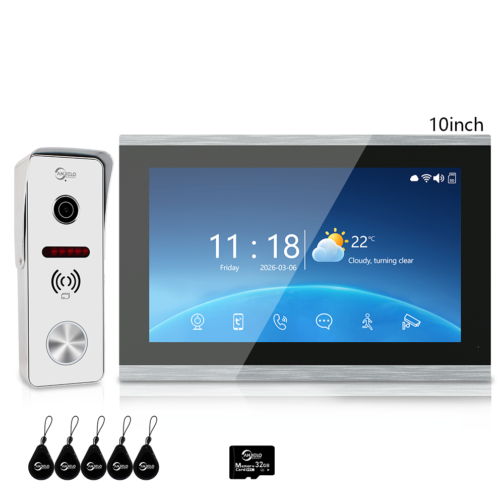 XiVision 4-Wire Tuya Hardwired Video Intercom, IP65 Waterproof, Night Vision, PIR Detection, Two-Way Audio, Photo Frame & Music for Villa Home
