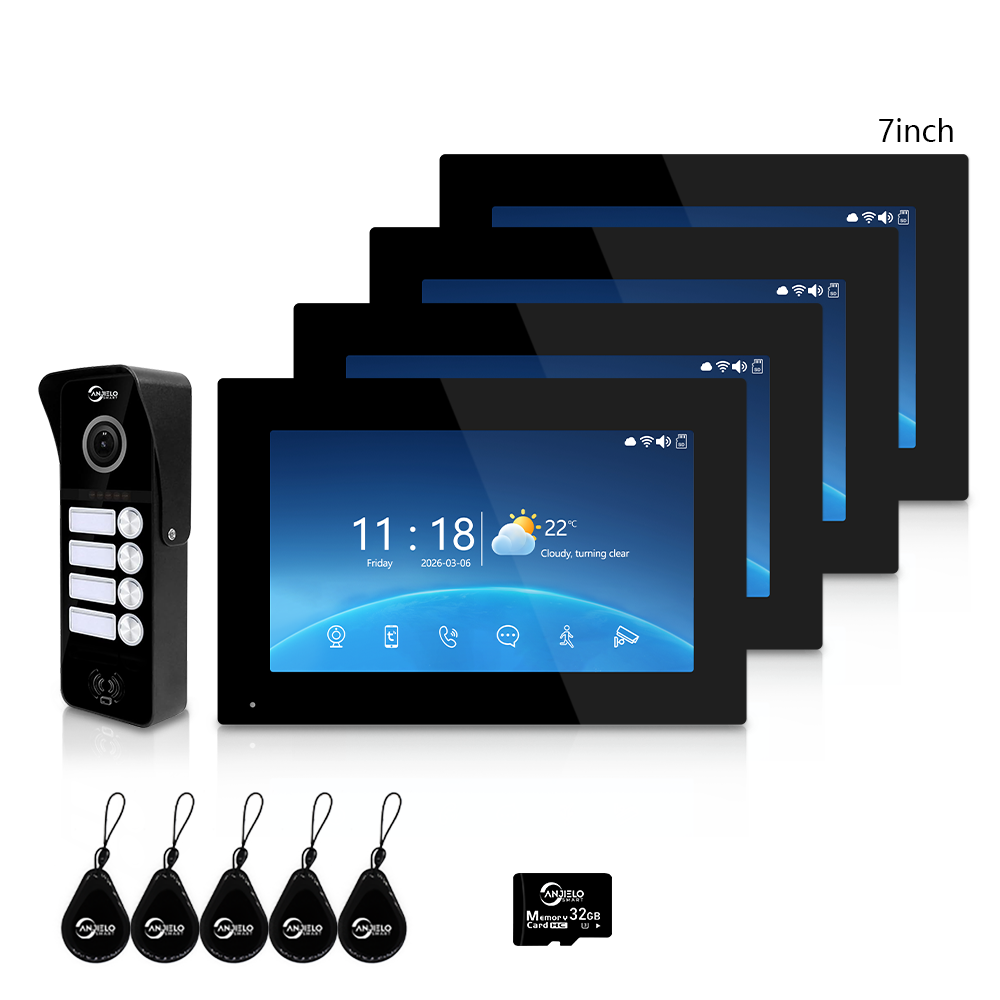 XiVision 2/3/4 Family WiFi Video Intercom Doorbell System, 1080P 148° Wide Angle IR Night Vision, Tuya Smart App Remote Unlock, 7/10 Inch Touch Monitor, Motion Detection, RFID Card Access