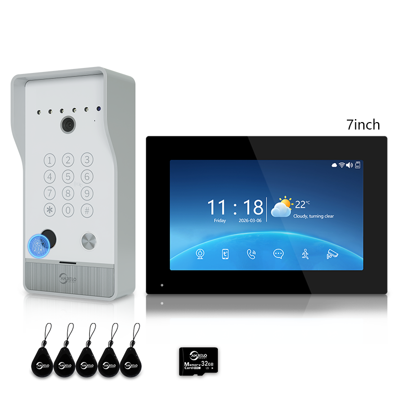 XiVision 4-Wire Hardwired Tuya Video Intercom Doorbell, 5-in-1 Unlock, IP65 Waterproof, Night Vision, PIR Detection, Photo Frame & Background Music for Villa & Home