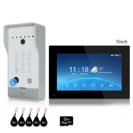 XiVision 4-Wire Hardwired Tuya Video Intercom Doorbell, 5-in-1 Unlock, IP65 Waterproof, Night Vision, PIR Detection, Photo Frame & Background Music for Villa & Home