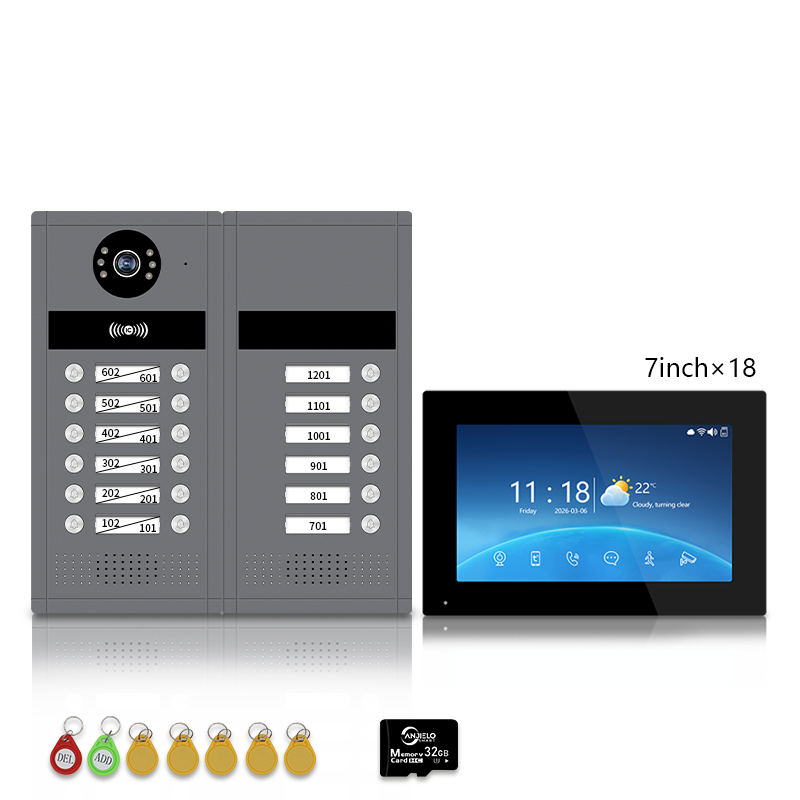 XiVision 7/10inch WiFi Multi-Family Video Intercom System, Tuya Smart App Remote Unlock, 1080P Infrared Night Vision Doorbell Intercom with Indoor Monitor, IP65 Waterproof, Card Access, Two-Way Audio