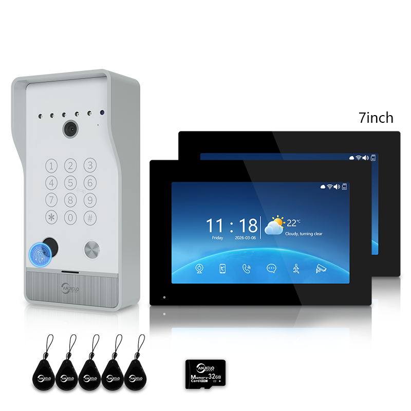XiVision 4-Wire Hardwired Tuya Video Intercom Doorbell, 5-in-1 Unlock, IP65 Waterproof, Night Vision, PIR Detection, Photo Frame & Background Music for Villa & Home