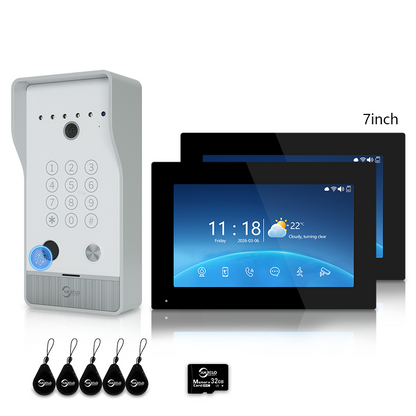 XiVision 4-Wire Hardwired Tuya Video Intercom Doorbell, 5-in-1 Unlock, IP65 Waterproof, Night Vision, PIR Detection, Photo Frame & Background Music for Villa & Home