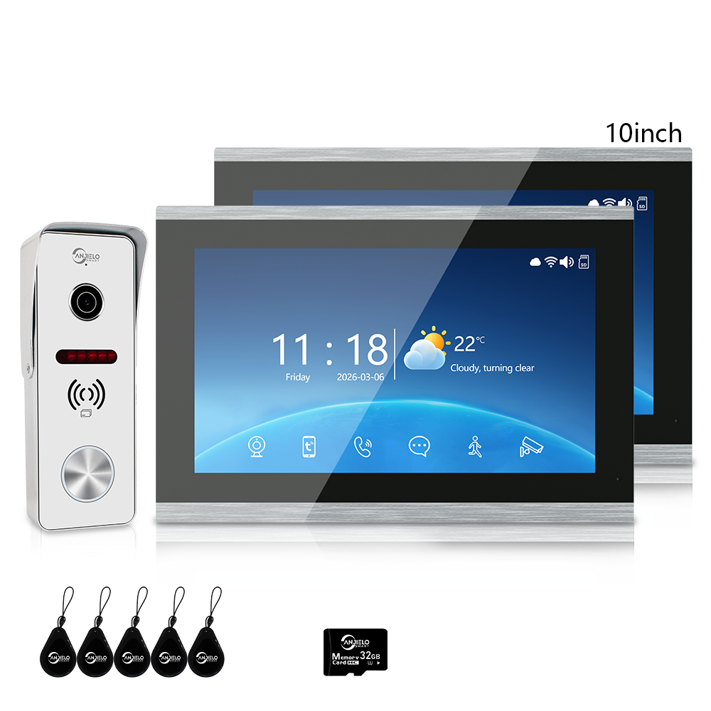 XiVision 4-Wire Tuya Hardwired Video Intercom, IP65 Waterproof, Night Vision, PIR Detection, Two-Way Audio, Photo Frame & Music for Villa Home