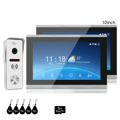 XiVision 4-Wire Tuya Hardwired Video Intercom, IP65 Waterproof, Night Vision, PIR Detection, Two-Way Audio, Photo Frame & Music for Villa Home
