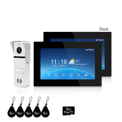 XiVision 2/3/4 Family WiFi Video Intercom Doorbell System, 1080P 148° Wide Angle IR Night Vision, Tuya Smart App Remote Unlock, 7/10 Inch Touch Monitor, Motion Detection, RFID Card Access