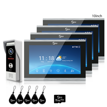 4-Wire Tuya Smart Video Intercom Doorbell, 3-in-1 Unlock Video Door Phone, IP65 Waterproof, 1080P Wide Angle Night Vision, Motion Detection, Digital Photo Frame & Background Music for Home Villa