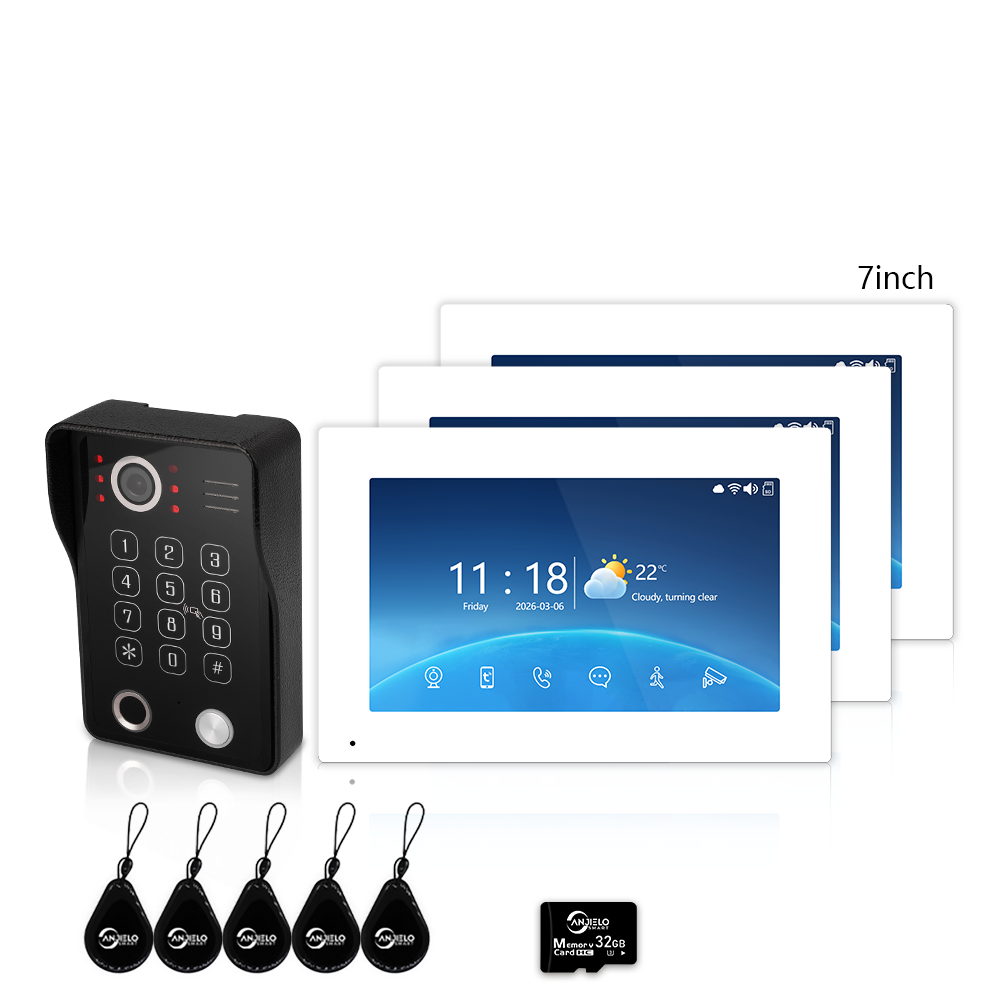 4-Wire Tuya Smart Video Intercom Doorbell, 5-in-1 Unlock, IP65 Waterproof 1080P 148° Night Vision Door Phone, Motion Detection, Digital Photo Frame & Background Music for Villa Home Apartment