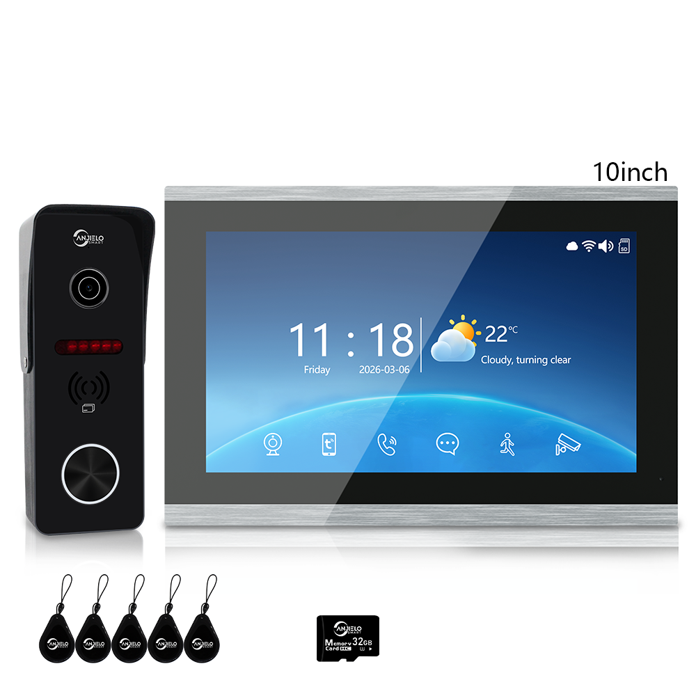 XiVision 4-Wire Tuya Hardwired Video Intercom, IP65 Waterproof, Night Vision, PIR Detection, Two-Way Audio, Photo Frame & Music for Villa Home