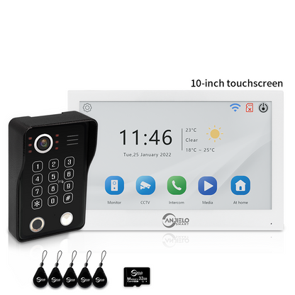XiVision 4-Wire WiFi Video Intercom System Tuya Smart 5-in-1 Access, 7/10 Inch Touch Screen Video Doorbell with Fingerprint Password RFID App Unlock