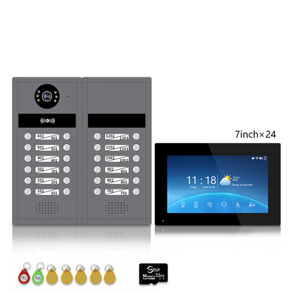 XiVision 7/10inch WiFi Multi-Family Video Intercom System, Tuya Smart App Remote Unlock, 1080P Infrared Night Vision Doorbell Intercom with Indoor Monitor, IP65 Waterproof, Card Access, Two-Way Audio