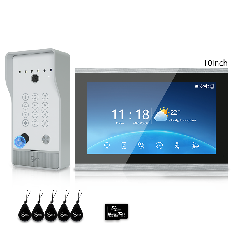 XiVision 4-Wire Hardwired Tuya Video Intercom Doorbell, 5-in-1 Unlock, IP65 Waterproof, Night Vision, PIR Detection, Photo Frame & Background Music for Villa & Home