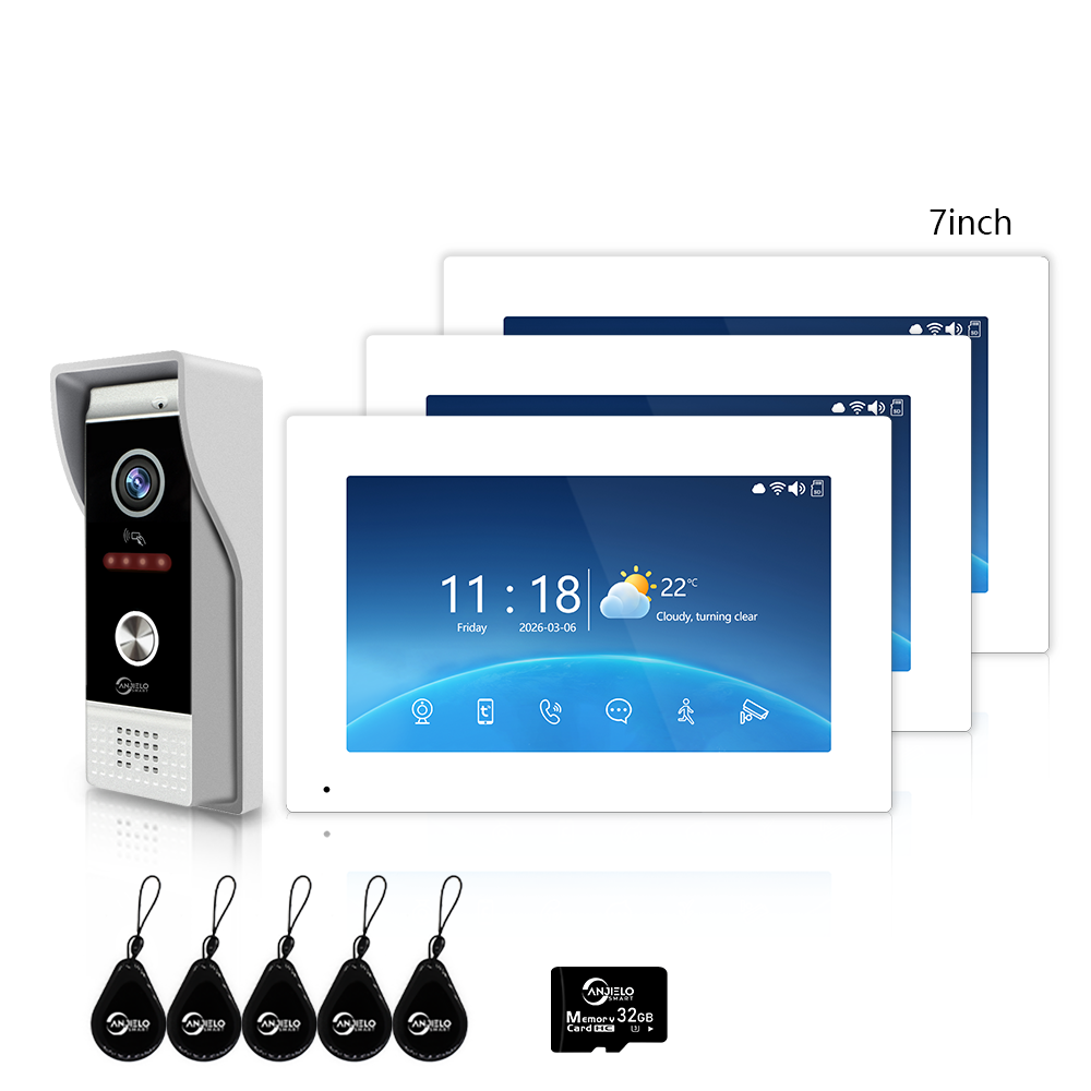 4-Wire Tuya Smart Video Intercom Doorbell, 3-in-1 Unlock Video Door Phone, IP65 Waterproof, 1080P Wide Angle Night Vision, Motion Detection, Digital Photo Frame & Background Music for Home Villa