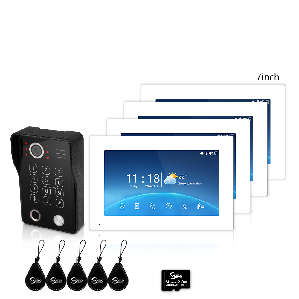 4-Wire Tuya Smart Video Intercom Doorbell, 5-in-1 Unlock, IP65 Waterproof 1080P 148° Night Vision Door Phone, Motion Detection, Digital Photo Frame & Background Music for Villa Home Apartment