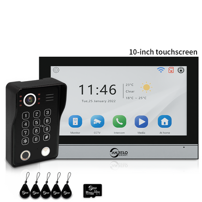 XiVision 4-Wire WiFi Video Intercom System Tuya Smart 5-in-1 Access, 7/10 Inch Touch Screen Video Doorbell with Fingerprint Password RFID App Unlock