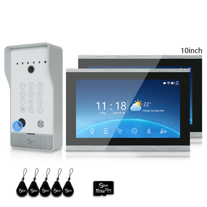 XiVision 4-Wire Hardwired Tuya Video Intercom Doorbell, 5-in-1 Unlock, IP65 Waterproof, Night Vision, PIR Detection, Photo Frame & Background Music for Villa & Home