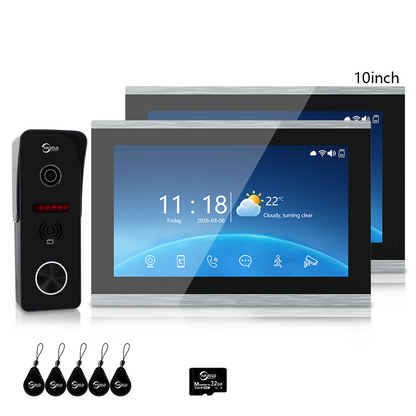 XiVision 4-Wire Tuya Hardwired Video Intercom, IP65 Waterproof, Night Vision, PIR Detection, Two-Way Audio, Photo Frame & Music for Villa Home