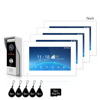 4-Wire Tuya Smart Video Intercom Doorbell, 3-in-1 Unlock Video Door Phone, IP65 Waterproof, 1080P Wide Angle Night Vision, Motion Detection, Digital Photo Frame & Background Music for Home Villa