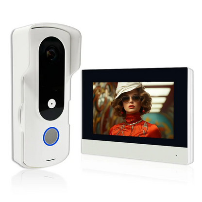 Anjielo 2-wire video doorbell intercom system 7 inch touch screen with night vision camera doorbell phone two-way intercom for home security
