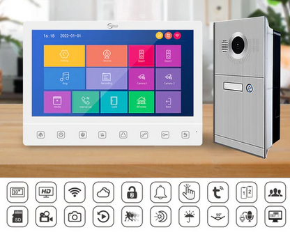 Anjielo 10-inch Tuya Smart Video Intercom  1080P Doorbell Camera - WiFi-Enabled AHD Security System for Homes/Apartments 2-Way Audio, Remote Access, Night Vision