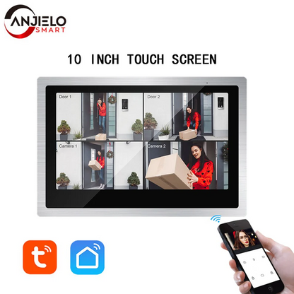 XiVision Tuya Smart Home 10 inch Video Intercom DVR - 1080P WiFi  Doorbell with 4 Independent Screens  Access Control System