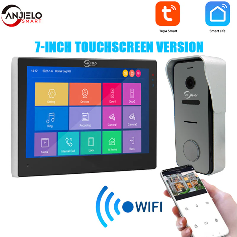 XiVision  7 inch Touch Screen Video Doorbell  1080P Wide Angle Camera  Ideal for Apartment Villa  Home Security