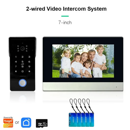 XiVision 2-Line Video Doorbell Intercom - 7 inch Touch Screen, 1080P Camera | Password & IC Card Unlock for Easy Wired Home Security