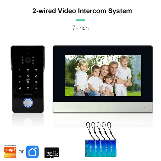 XiVision 2-Line Video Doorbell Intercom - 7 inch Touch Screen, 1080P Camera | Password & IC Card Unlock for Easy Wired Home Security