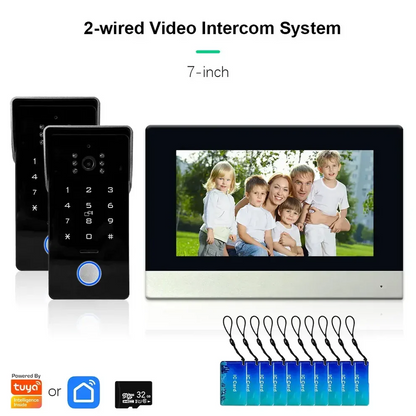 XiVision 2-Line Video Doorbell Intercom - 7 inch Touch Screen, 1080P Camera | Password & IC Card Unlock for Easy Wired Home Security