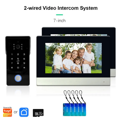 XiVision 2-Line Video Doorbell Intercom - 7 inch Touch Screen, 1080P Camera | Password & IC Card Unlock for Easy Wired Home Security