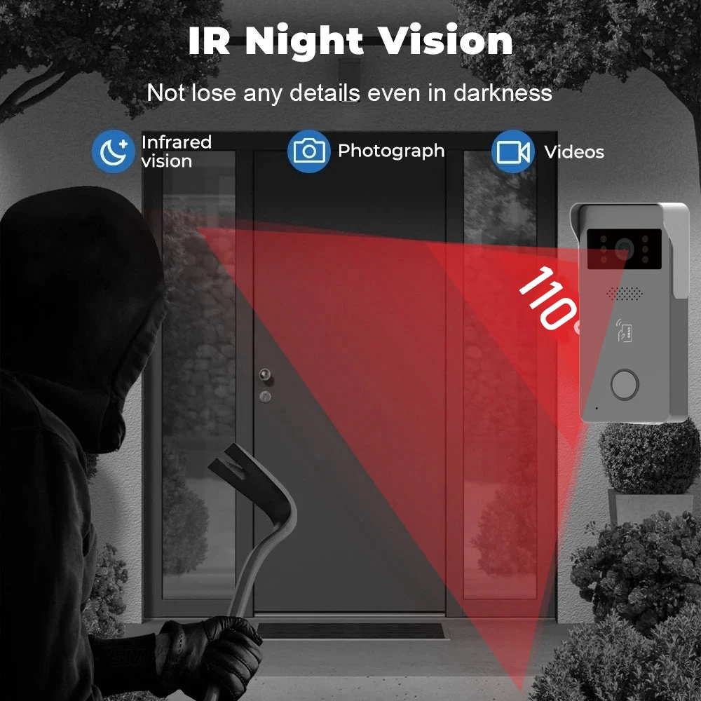 XiVision Tuya Smart 2-Wire Video Intercom - 7 inch Color Touch Screen, 1080P WiFi Doorbell | Wireless Smart Home Security System