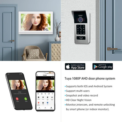 2-Wire Video Intercom Doorbell - 1080P Night Vision, Motion Detection | Easy Wired Home Security Camera
